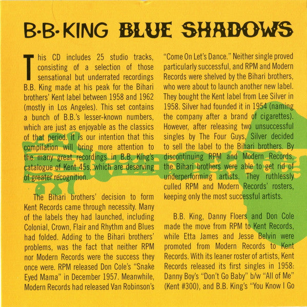 B.B. King : Blue Shadows (Underrated KENT Recordings, 1958-1962) (CD, Comp, Ltd, RM)