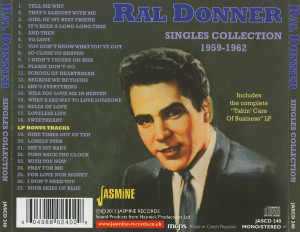 Ral Donner : Singles Collection 1959-1962 (CD, Comp, Mono)