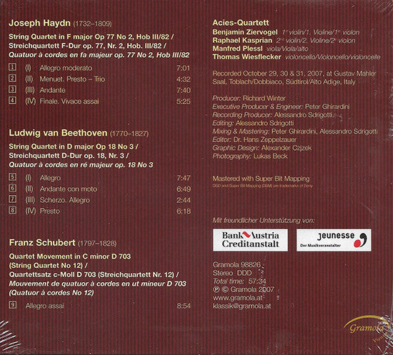 Joseph Haydn, Ludwig van Beethoven, Franz Schubert, Acies Quartett : Streichquartette (CD, Album)