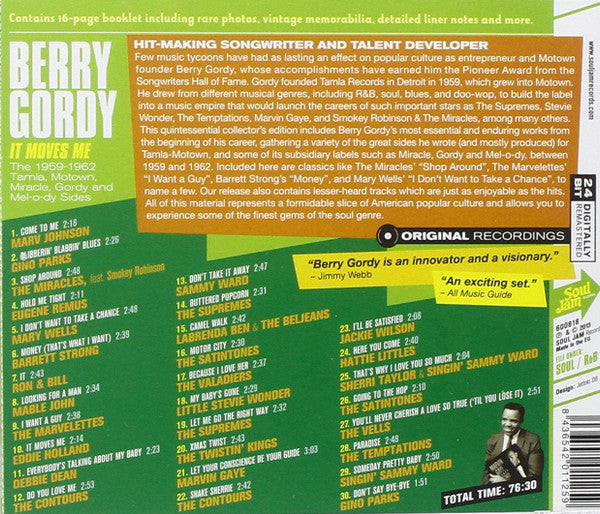 Berry Gordy : The Songs Of Berry Gordy - It Moves Me (The 1959-62 Tamla, Motown, Miracle, Gordy And Mel-o-dy Sides) (CD, Comp, RM)