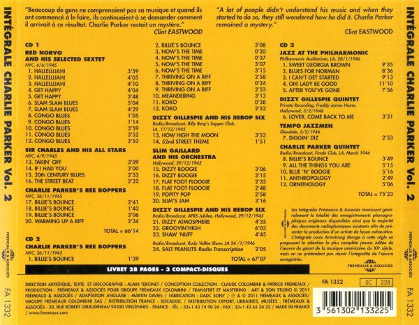 Charlie Parker : Intégrale Charlie Parker Vol. 2 "Now Is The Time" 1945 - 1946 (3xCD, Comp)