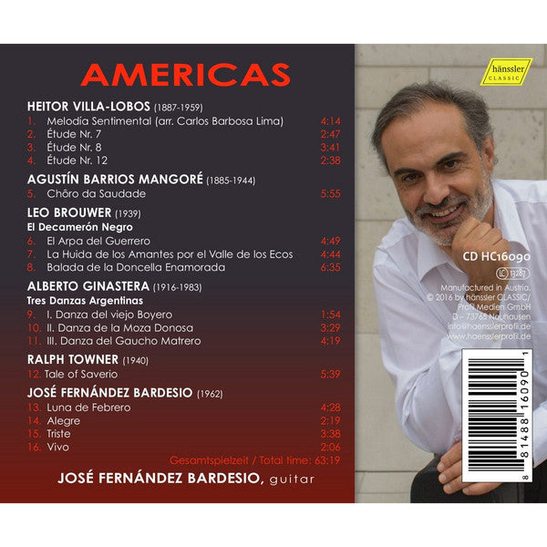 Agustín Barrios Mangoré, Heitor Villa-Lobos, Alberto Ginastera, Leo Brouwer, Ralph Towner, Jose Fernandez Bardesio : Americas (CD, Album)