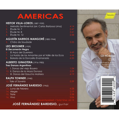 Agustín Barrios Mangoré, Heitor Villa-Lobos, Alberto Ginastera, Leo Brouwer, Ralph Towner, Jose Fernandez Bardesio : Americas (CD, Album)