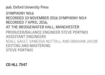 Hallé Orchestra, Ralph Vaughan Williams, Mark Elder (2) : Symphony No. 6 In E Minor; Symphony No. 4 In F Minor (CD, Album)