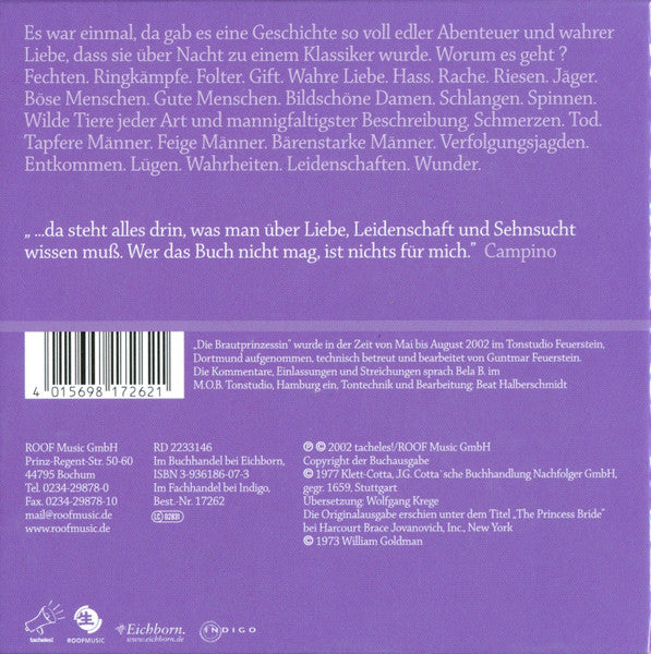 Jochen Malmsheimer & Bela B. Lesen William Goldman (5) : Die Brautprinzessin (9xCD, Album + Box)