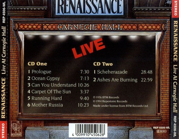 Renaissance (4) : Live At Carnegie Hall (2xCD, Album, RE)