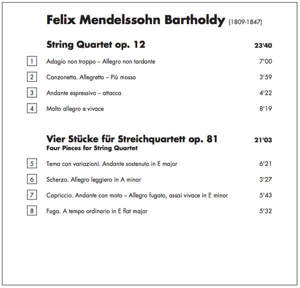 Felix Mendelssohn-Bartholdy, Minguet Quartett : String Quartets, Op. 12 & Op. 81; String Quartet (1823) (CD)
