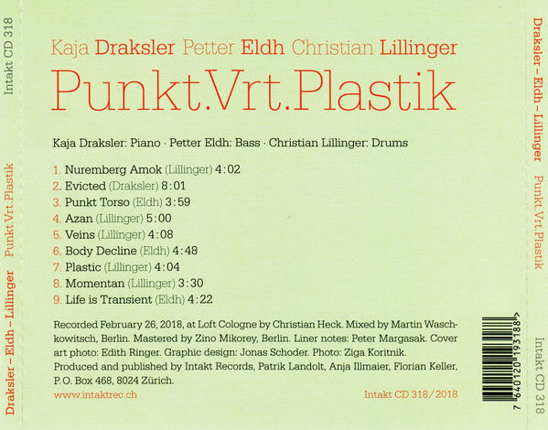 Kaja Draksler ‎– Petter Eldh ‎– Christian Lillinger : Punkt.Vrt.Plastik (CD, Album)