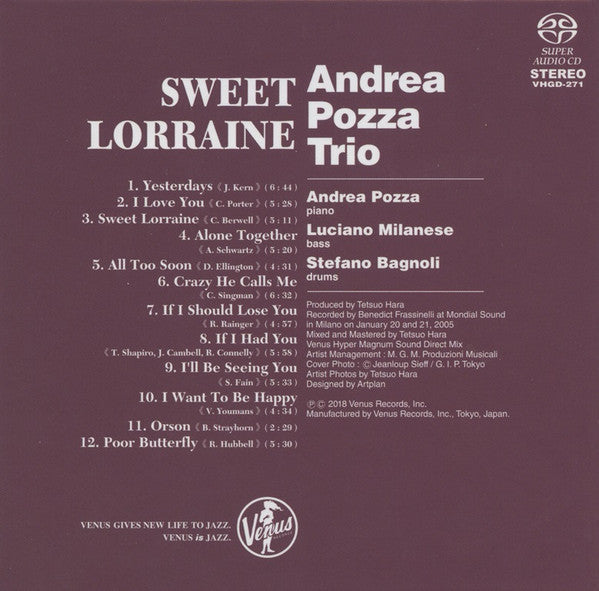 Andrea Pozza Trio : Sweet Lorraine (SACD, Album)