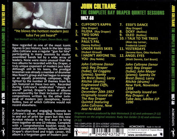 John Coltrane : The Complete Ray Draper Quintet Sessions 1957-58 (CD, Comp)