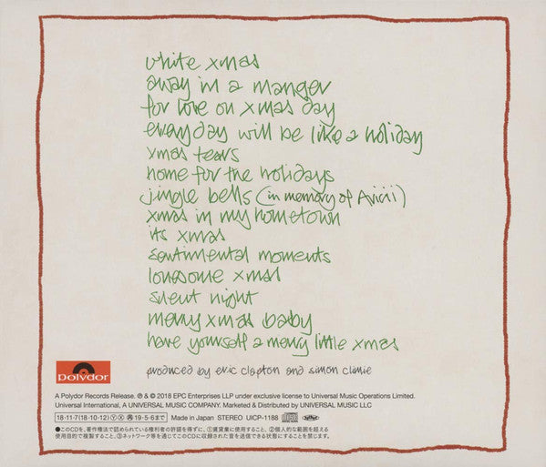 Eric Clapton : Happy Xmas (CD, Album, SHM)