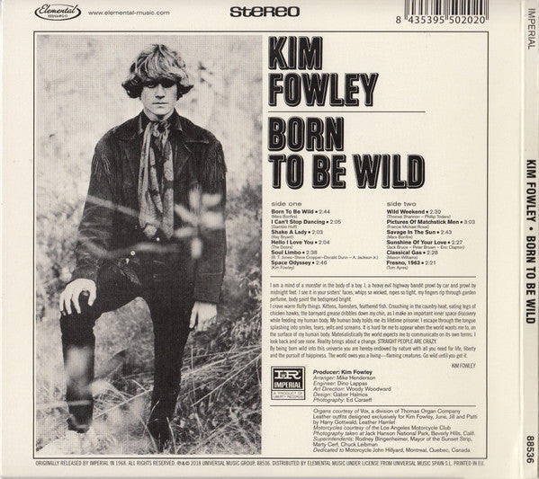 Kim Fowley : Born To Be Wild (CD, Album, RE)
