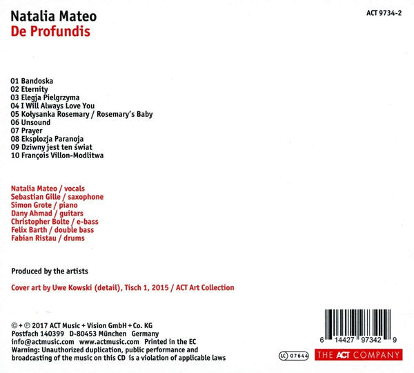 Natalia Mateo : De Profundis (CD, Album)