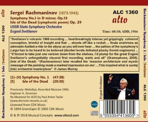 Sergei Rachmaninoff - Russian State Symphony Orchestra, Evgeni Svetlanov : Symphony No.1 / Isle Of The Dead (CD, Comp, RE, RM)