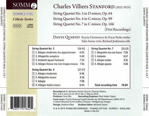 Charles Villiers Stanford, Dante Quartet : String Quartets Nos 3, 4 & 7 (CD)