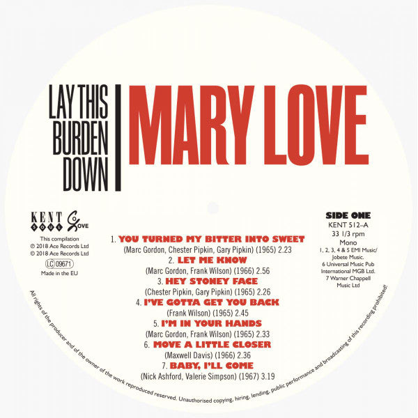 Mary Love : Lay This Burden Down (LP, Comp, Mono)