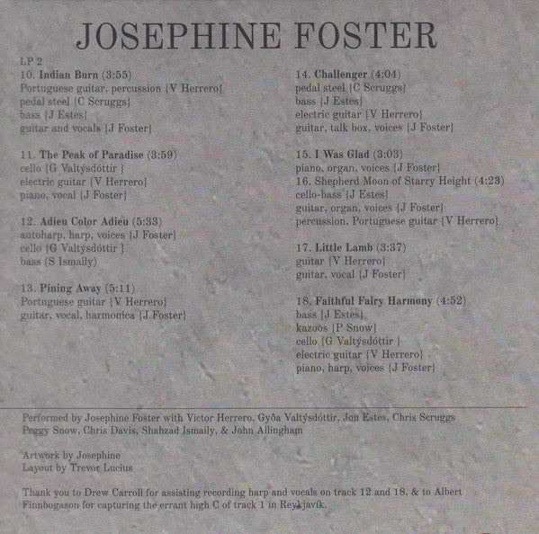 Josephine Foster : Faithful Fairy Harmony  (CD, Album)