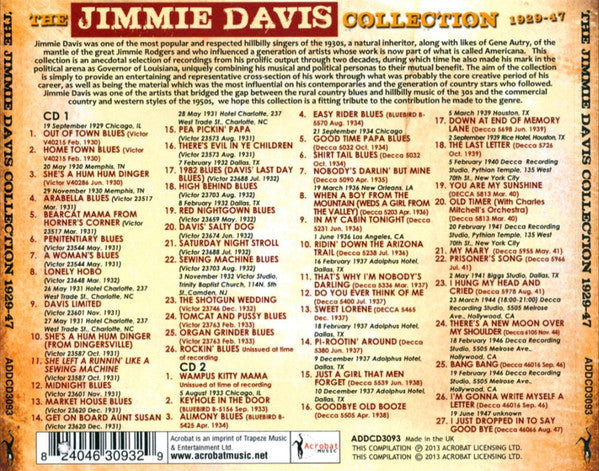 Jimmie Davis : The Jimmie Davis Collection 1929-1947 (2xCD, Comp)
