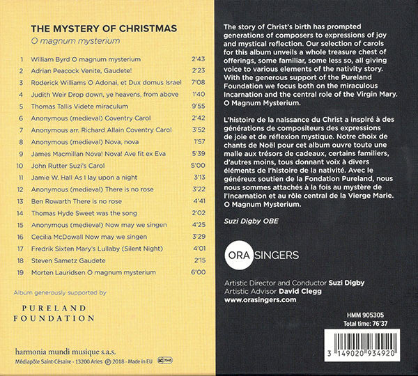 ORA Singers : The Mystery Of Christmas (CD)
