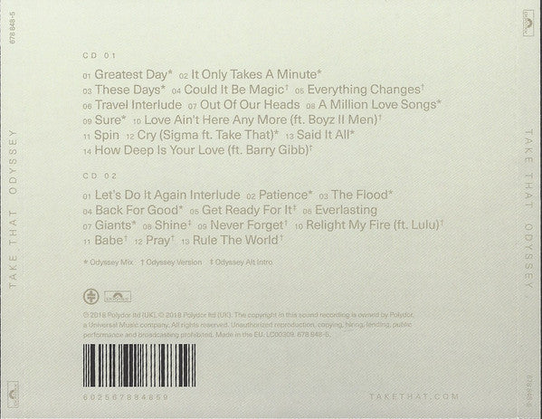 Take That : Odyssey (2xCD, Album)