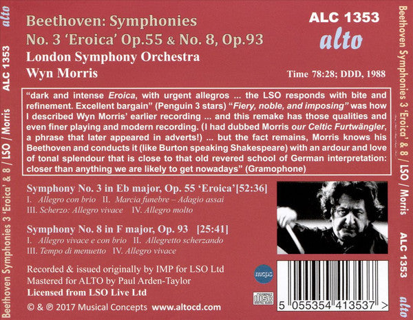 Ludwig van Beethoven / London Symphony Orchestra, Wyn Morris : Symphony 3 'Eroica' / Symphony 8 (CD, Comp, RE)