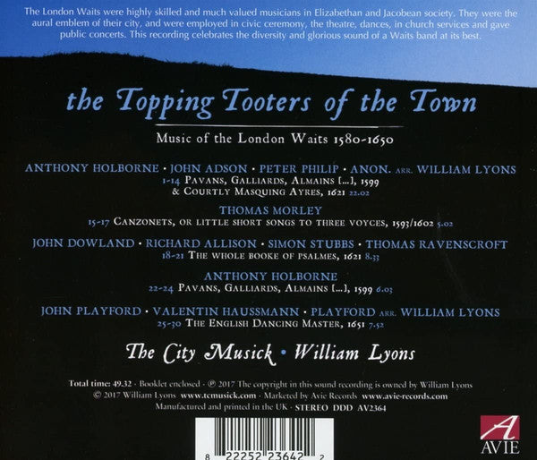 The City Musick, William Lyons : The Topping Tooters Of The Town: Music Of The London Waits 1580 – 1650 (CD, Album)