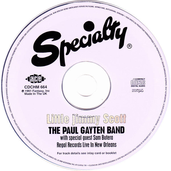 Jimmy Scott, The Paul Gayten Band With Special Guest Sam Butera : Regal Records: Live In New Orleans (CD, Album)