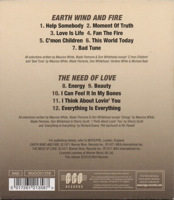 Earth, Wind & Fire : Earth Wind And Fire / The Need Of Love (CD, Comp, RE, RM, Son)