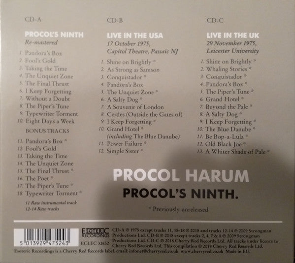 Procol Harum : Procol's Ninth (CD, Album, RE + 2xCD + RM, Exp)
