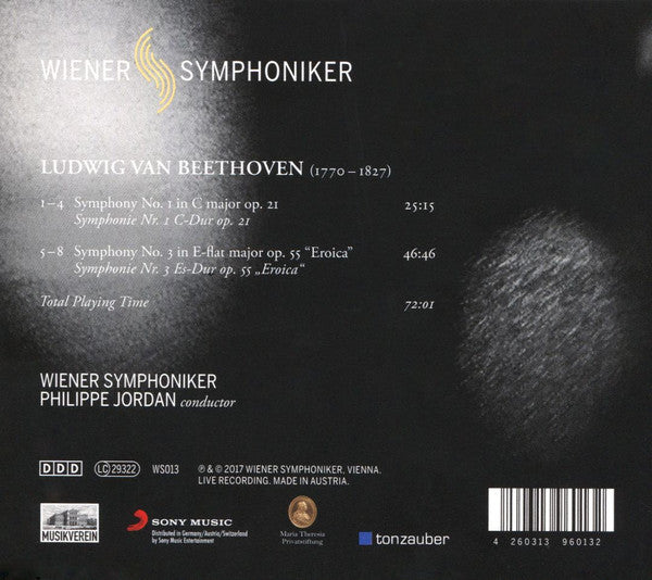 Ludwig van Beethoven, Philippe Jordan, Wiener Symphoniker : Symphonies 1/3 (CD, Album)