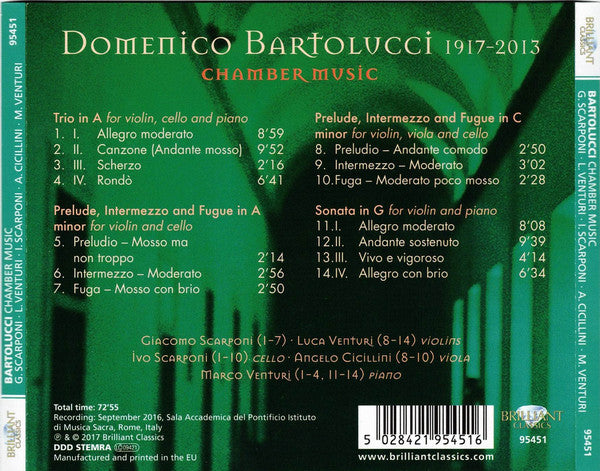 Domenico Bartolucci - Luca Venturi (2) · Giacomo Scarponi · Angelo Cicillini · Ivo Scarponi · Marco Venturi : Chamber Music (CD, Album)