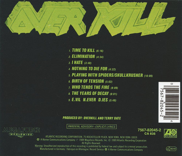 Overkill : The Years Of Decay (CD, Album, RP)