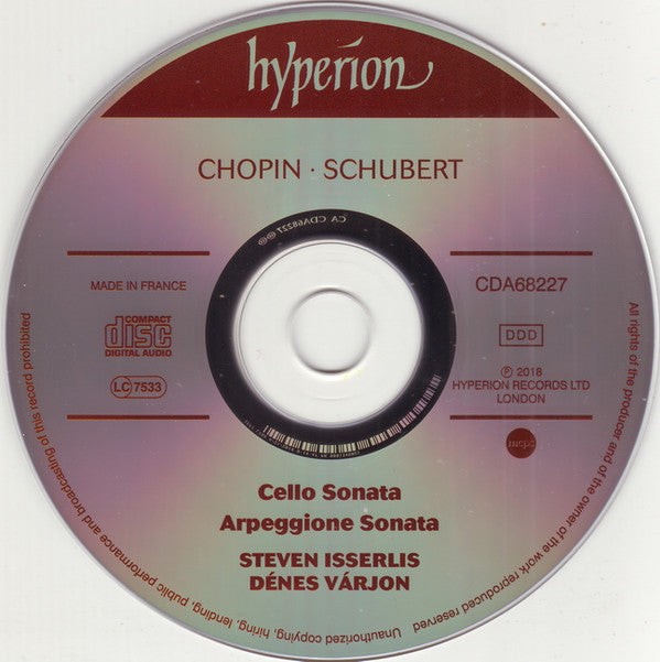 Steven Isserlis, Dénes Várjon, Chopin* / Schubert* : Cello Sonata / Arpeggione Sonata (CD, Album)