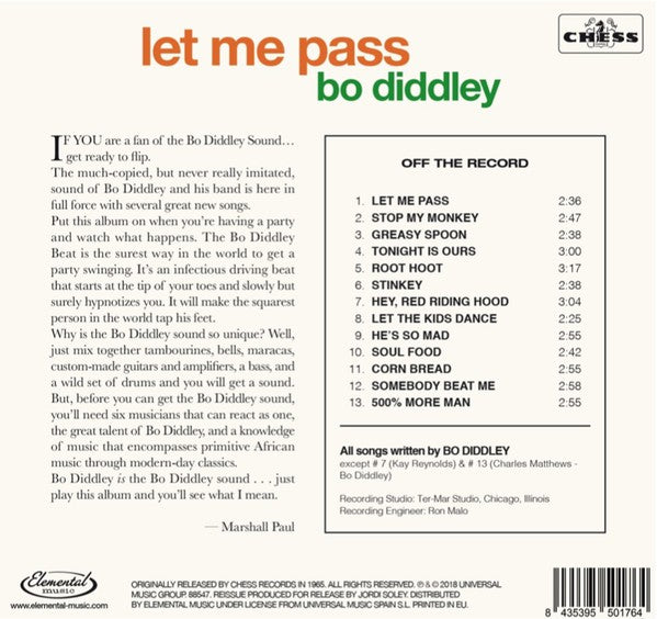 Bo Diddley : Let Me Pass (CD, Album, Ltd, RE, RM)