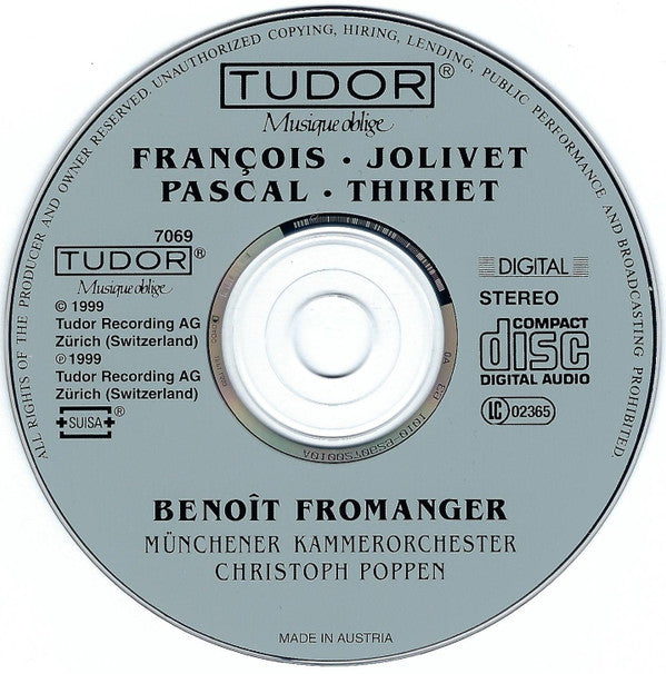 Renaud François • André Jolivet • Claude Pascal (2) • Maurice Thiriet - Benoît Fromanger, Münchener Kammerorchester, Christoph Poppen : Flute Concertos = Concertos Pour Flûte = Flötenkonzerte (CD)