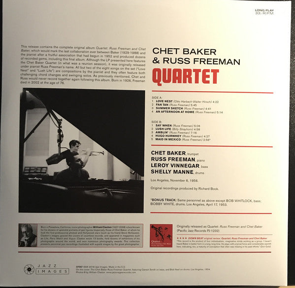Chet Baker Quartet : Chet Baker & Russ Freeman Quartet (LP, Album, RE, 180)