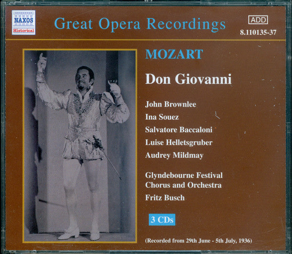Wolfgang Amadeus Mozart / Fritz Busch : Don Giovanni (3xCD, Album, Comp, RM)