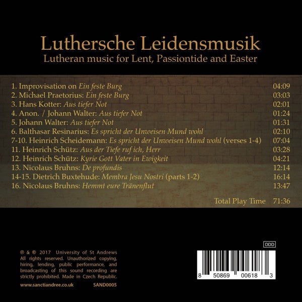 St Salvator's Chapel Choir, University Of St. Andrews*, Kellie Consort, Tom Wilkinson (5) : Luthersche Leidensmusik (CD)