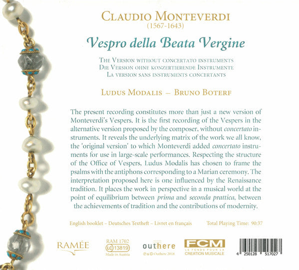 Claudio Monteverdi – Ludus Modalis, Bruno Boterf : Vespro Della Beata Vergine (2xCD, Album)