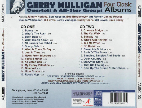 Gerry Mulligan, Gerry Mulligan Quartet : Four Classic Albums (2xCD, Comp, RM)