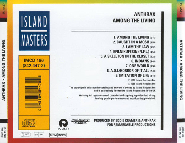 Anthrax : Among The Living (CD, Album, RE)