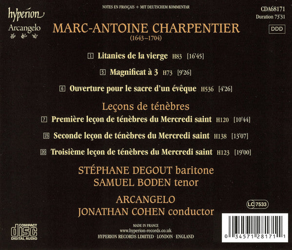 Marc Antoine Charpentier – Samuel Boden, Stéphane Degout, Arcangelo, Jonathan Cohen (7) : Leçon De Ténèbres (CD, Album)