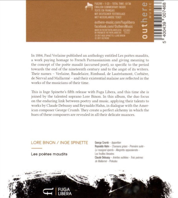 Lore Binon, Inge Spinette – George Crumb / Claude Debussy / Reynaldo Hahn : Les Poètes Maudits (CD, Album)