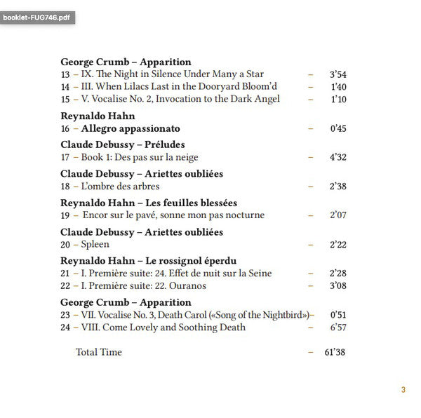 Lore Binon, Inge Spinette – George Crumb / Claude Debussy / Reynaldo Hahn : Les Poètes Maudits (CD, Album)