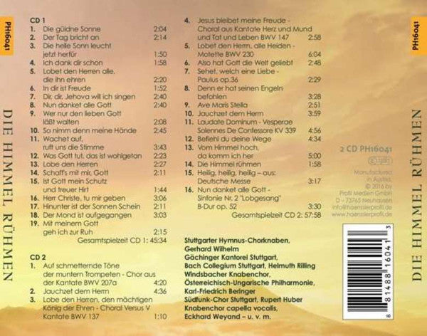 Gächinger Kantorei Stuttgart • Stuttgarter Hymnus-Chorknaben • Windsbacher Knabenchor • Christophorus Kantorei, Altensteig : Die Himmel Rühmen (2xCD, Comp)