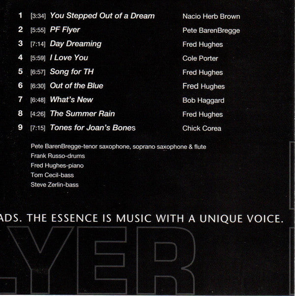 The Pete Barenbregge-Frank Russo Quartet : PF Flyer (CD, Album)