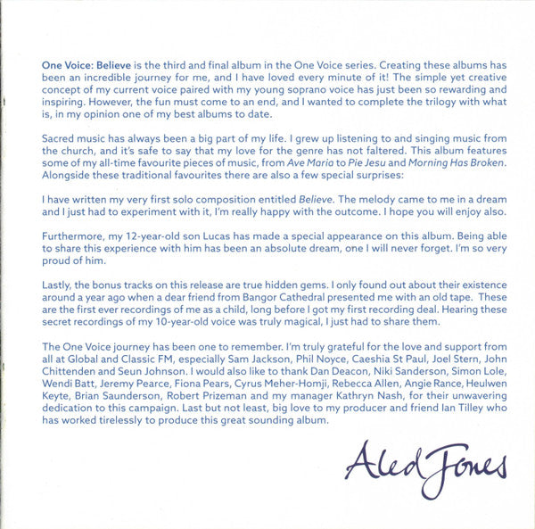 Aled Jones : One Voice: Believe (CD, Album)