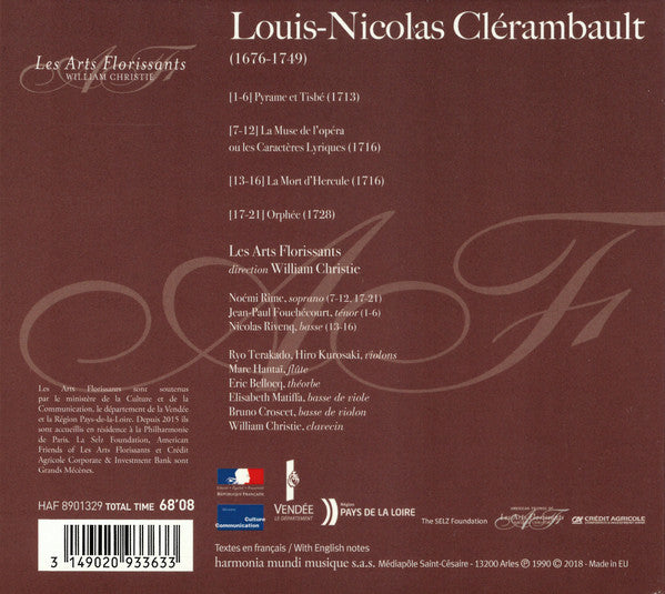 Louis-Nicolas Clérambault – Les Arts Florissants, William Christie : Cantates (CD, Album, RE)