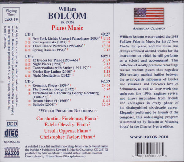 William Bolcom : Piano Music (3xCD, Comp)