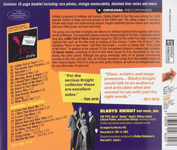 Gladys Knight And The Pips : Letter Full Of Tears (CD, Album, Ltd, RE, RM, 24b)